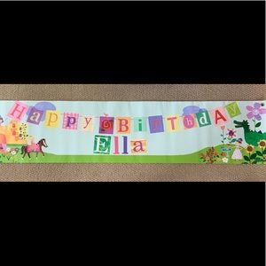 Girls princess Happy Birthday Ella canvas banner